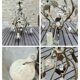 Italian cage chandelier decorated with ceramic roses and glass paste pendants
