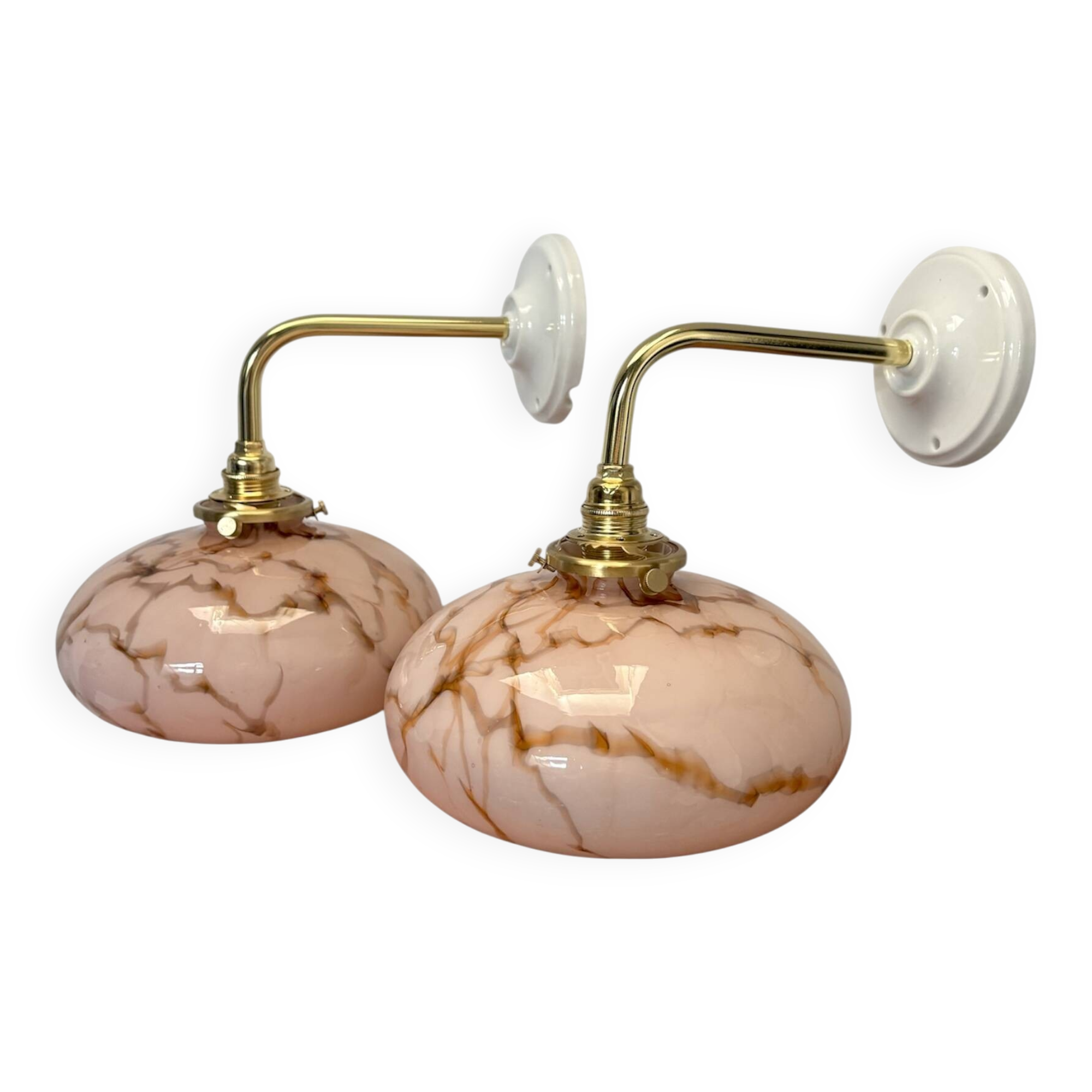 Paire d’appliques murales Art Déco en opaline marbrée