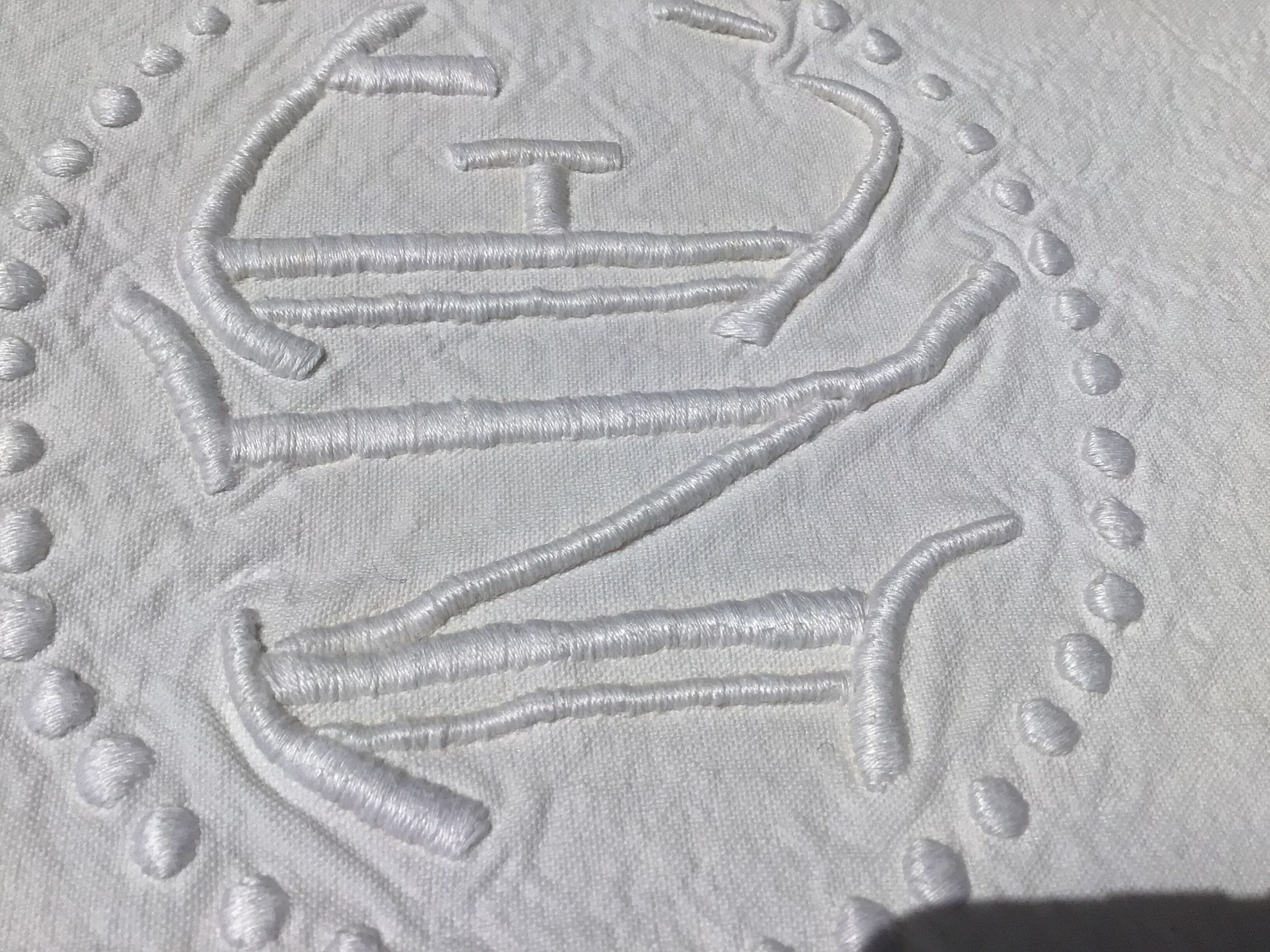 Sheet 1 place embroidered linen NE surrounded by dots