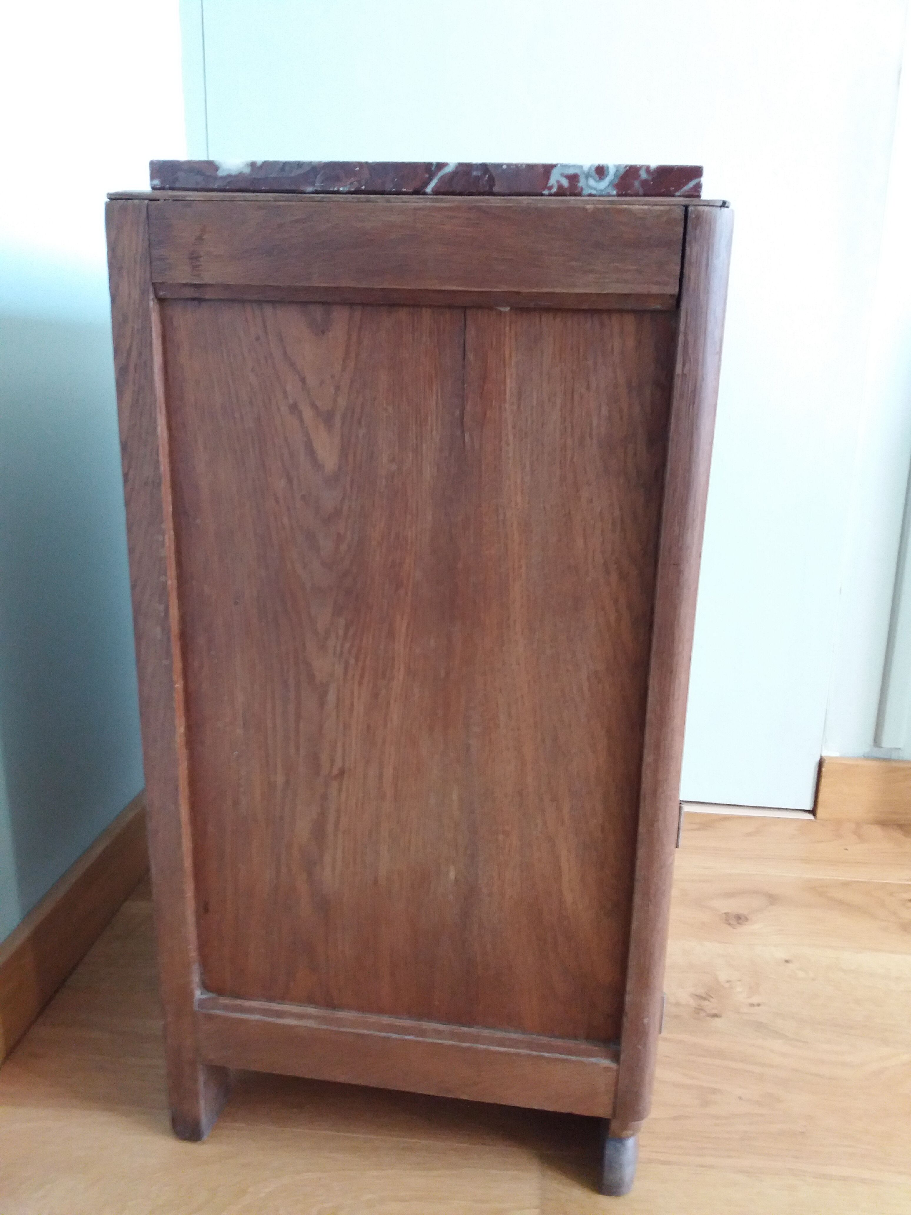 Art deco bedside table marble and wood