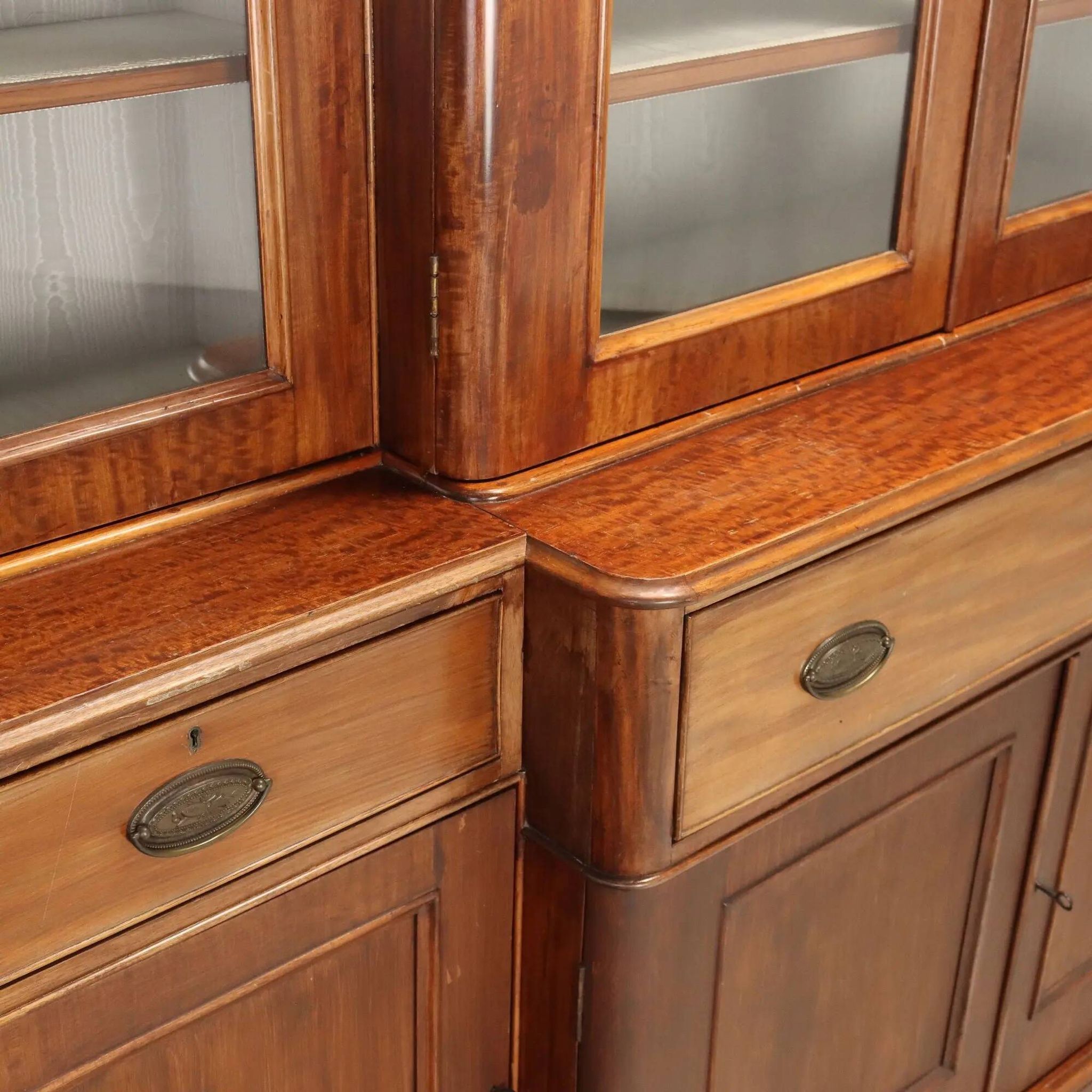 Antique mahogany library with glass and leather, United Kingdom 1800s