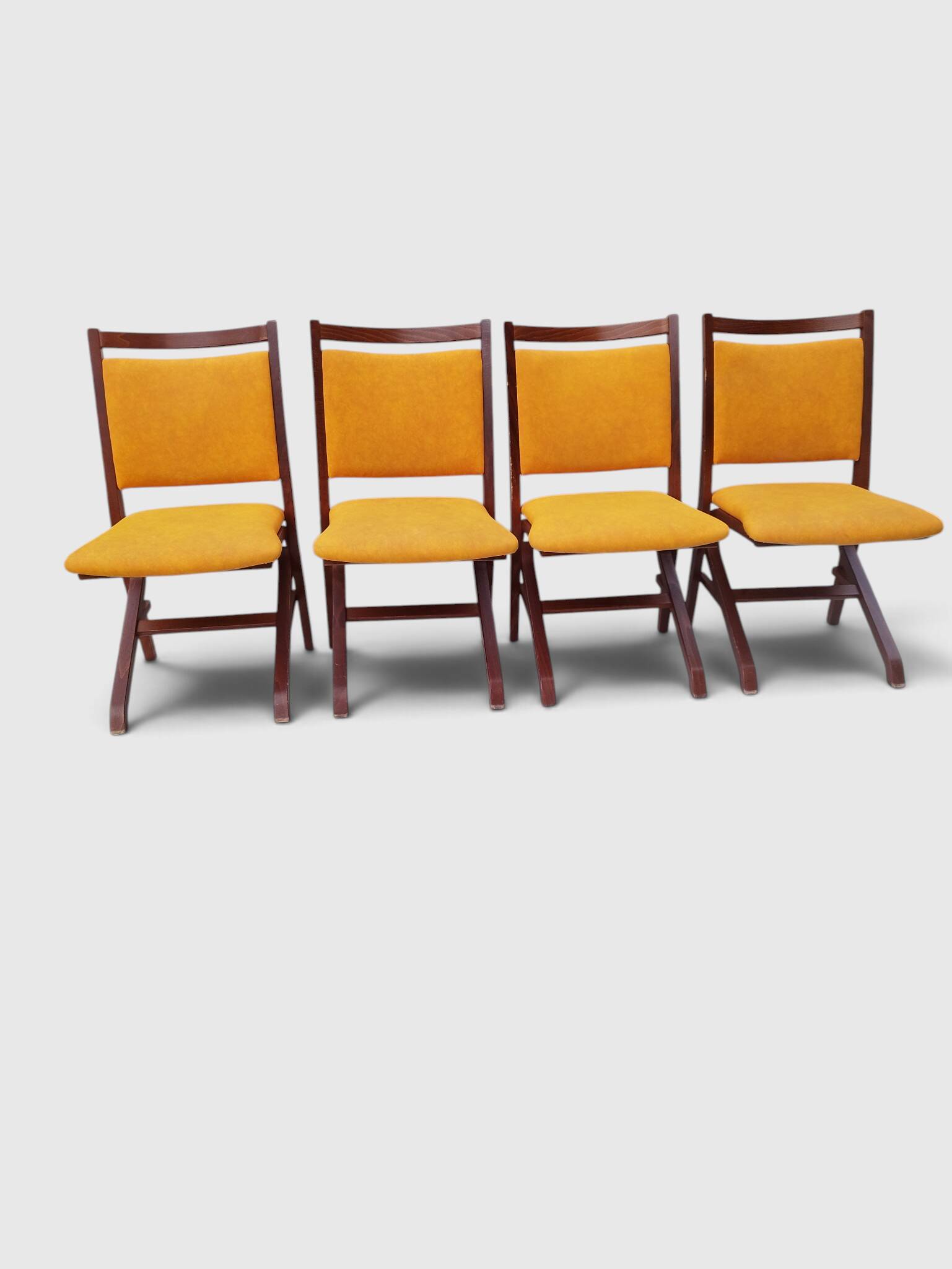 Set of 4 vintage saffron Scandinavian chairs