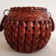 Japanese vase made of woven bamboo. Ikebana.