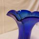 Vase Tulipe vintage en verre d'art soufflé à la main bleu Cobalt style Murano