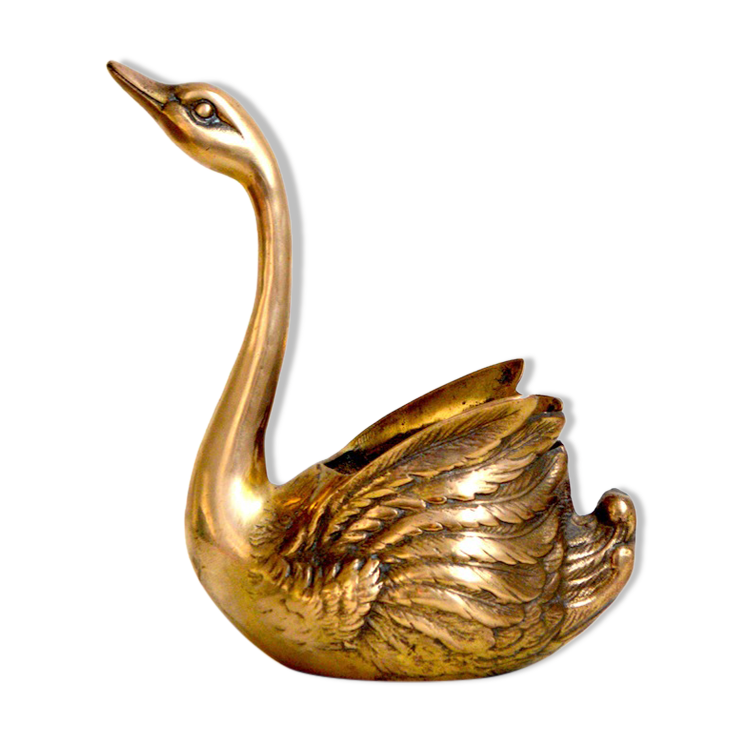 Brass swan pot cover