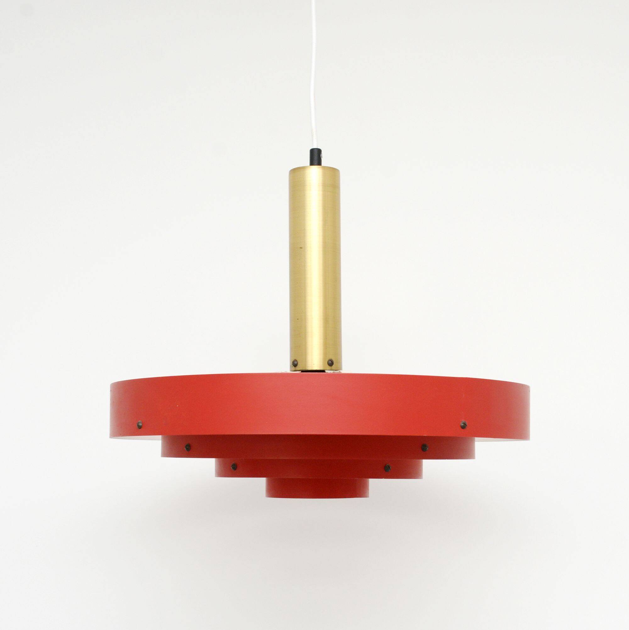 Red Scandinavian lamp, Denmark 1960s