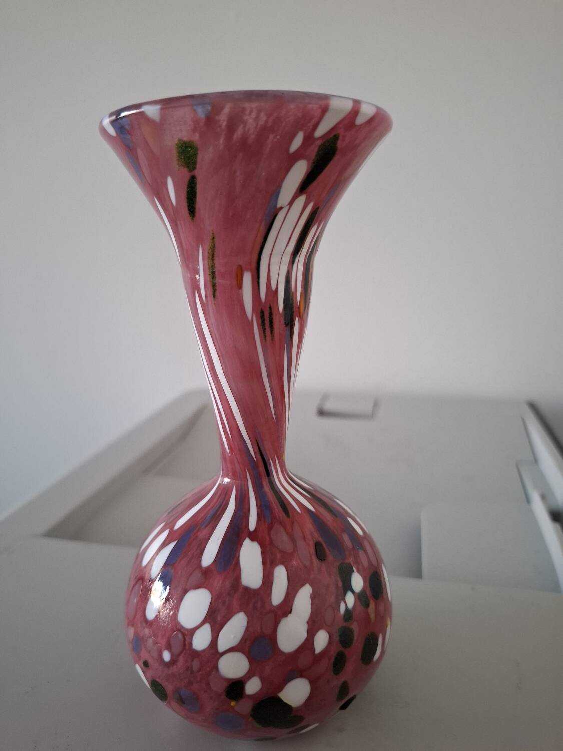 Speckled blown vase by Briot