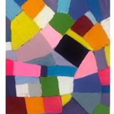 Tableau huile couteau abstrait rose