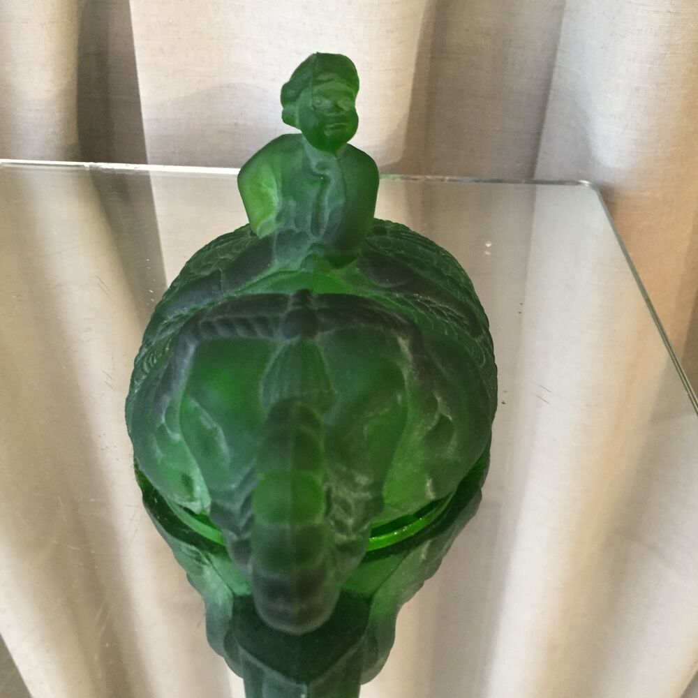 Candy box, sugar bowl, mahout on its elephant, portieux green