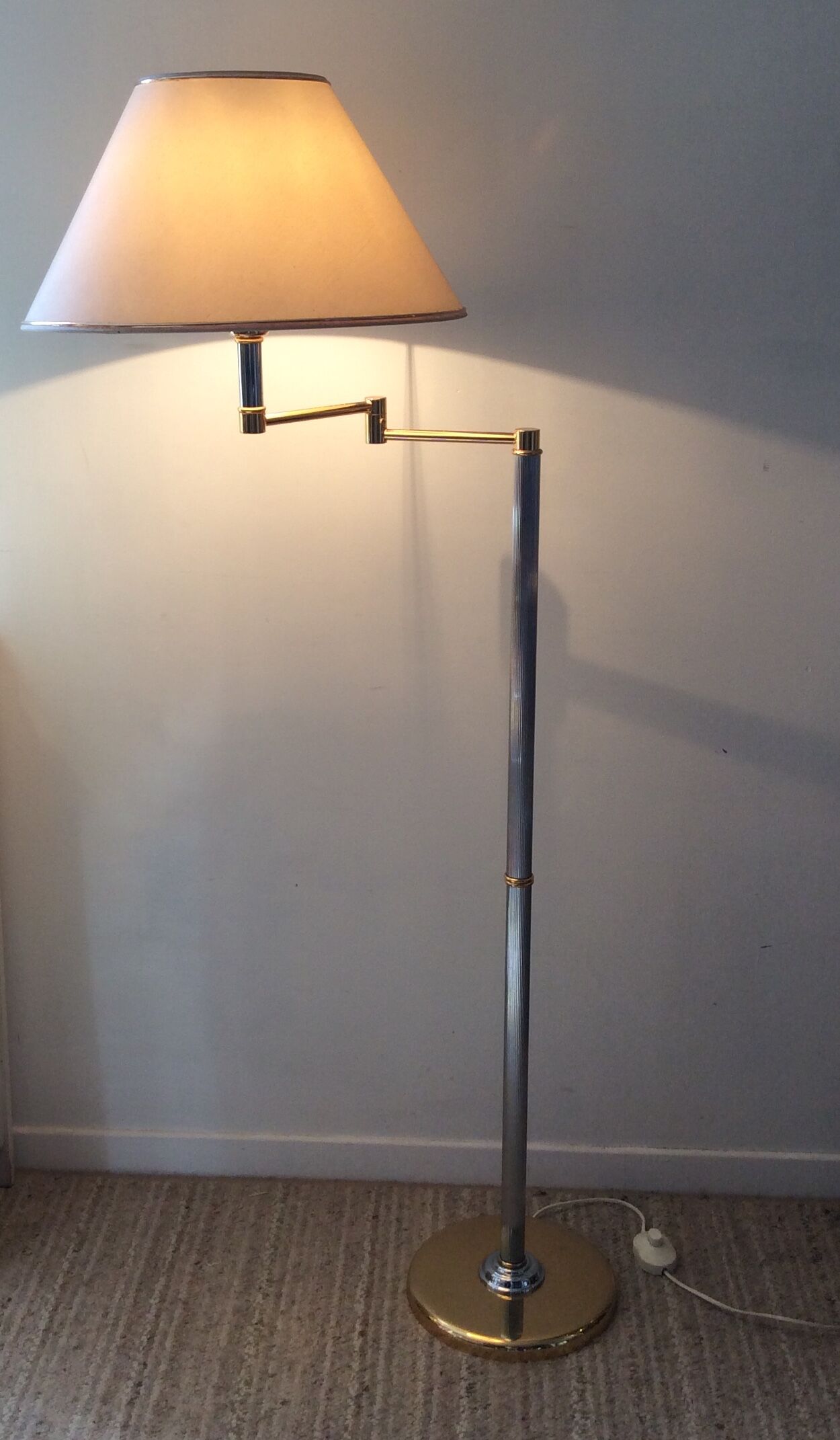 Floor lamp chrome and gold reader of the 70s