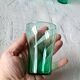 7 Retro emerald green glasses, 20 cl each, France, vintage 1970s