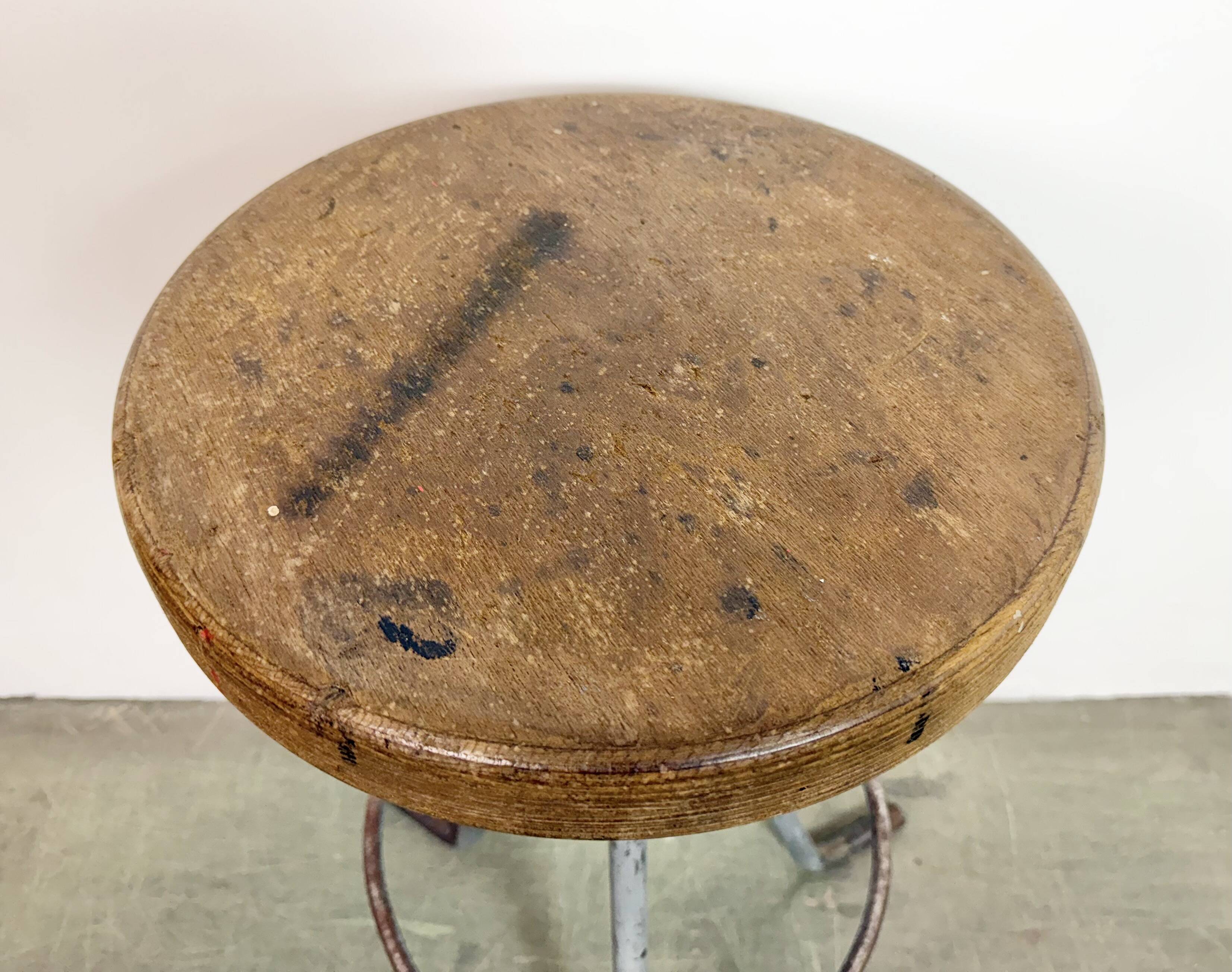 Grey Industrial Workshop Stool, 1960s