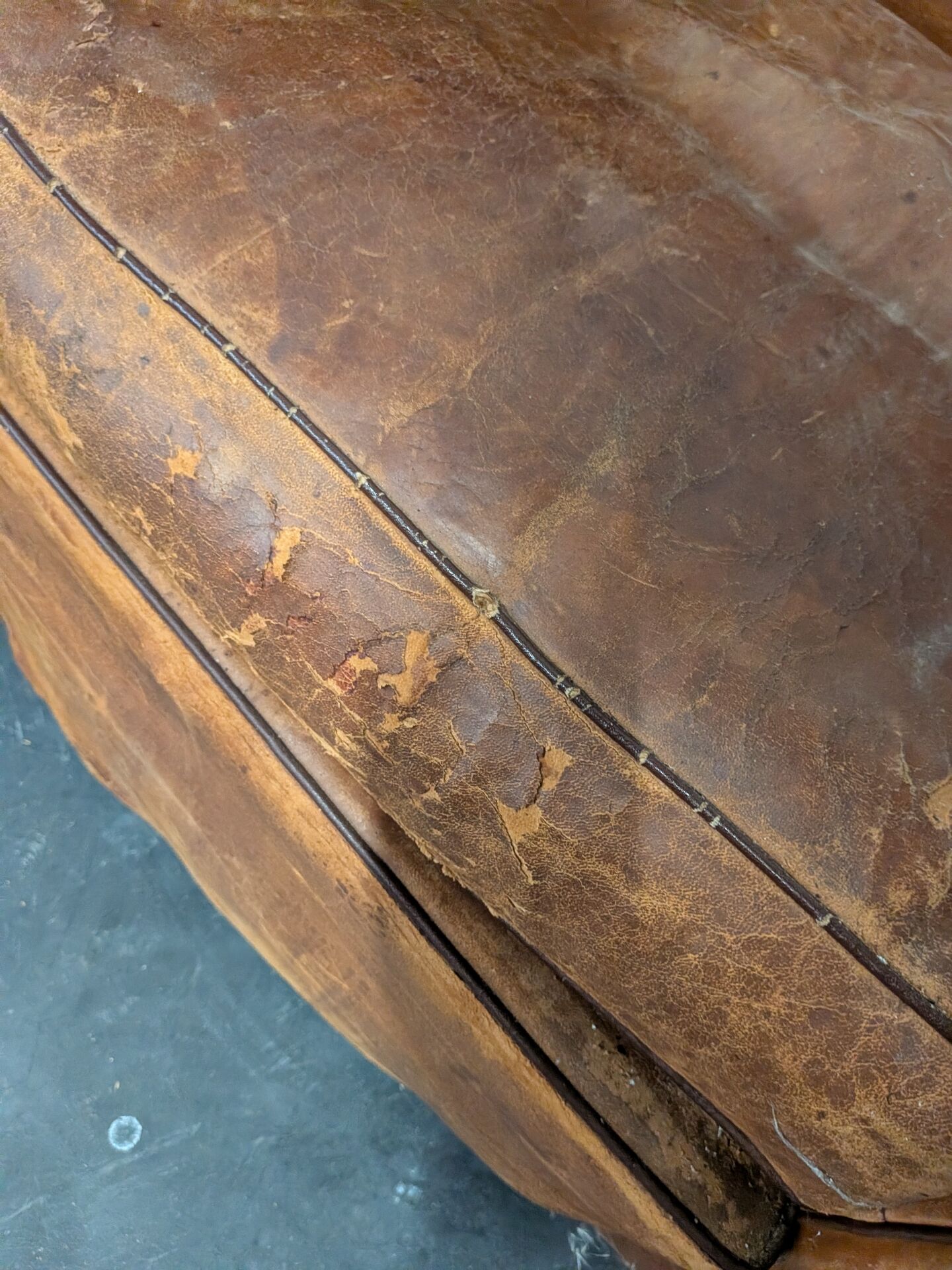 Pair of moustache club armchairs in leather, France, 1930s — to be restored.