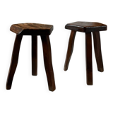 Pair of vintage stools by Olavi Hänninen – Solid oak – 1950s