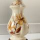 Lamp with vintage ceramic and velvet magnolias