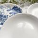 5 vintage Gien earthenware plates from France, mismatched, vintage blue pattern