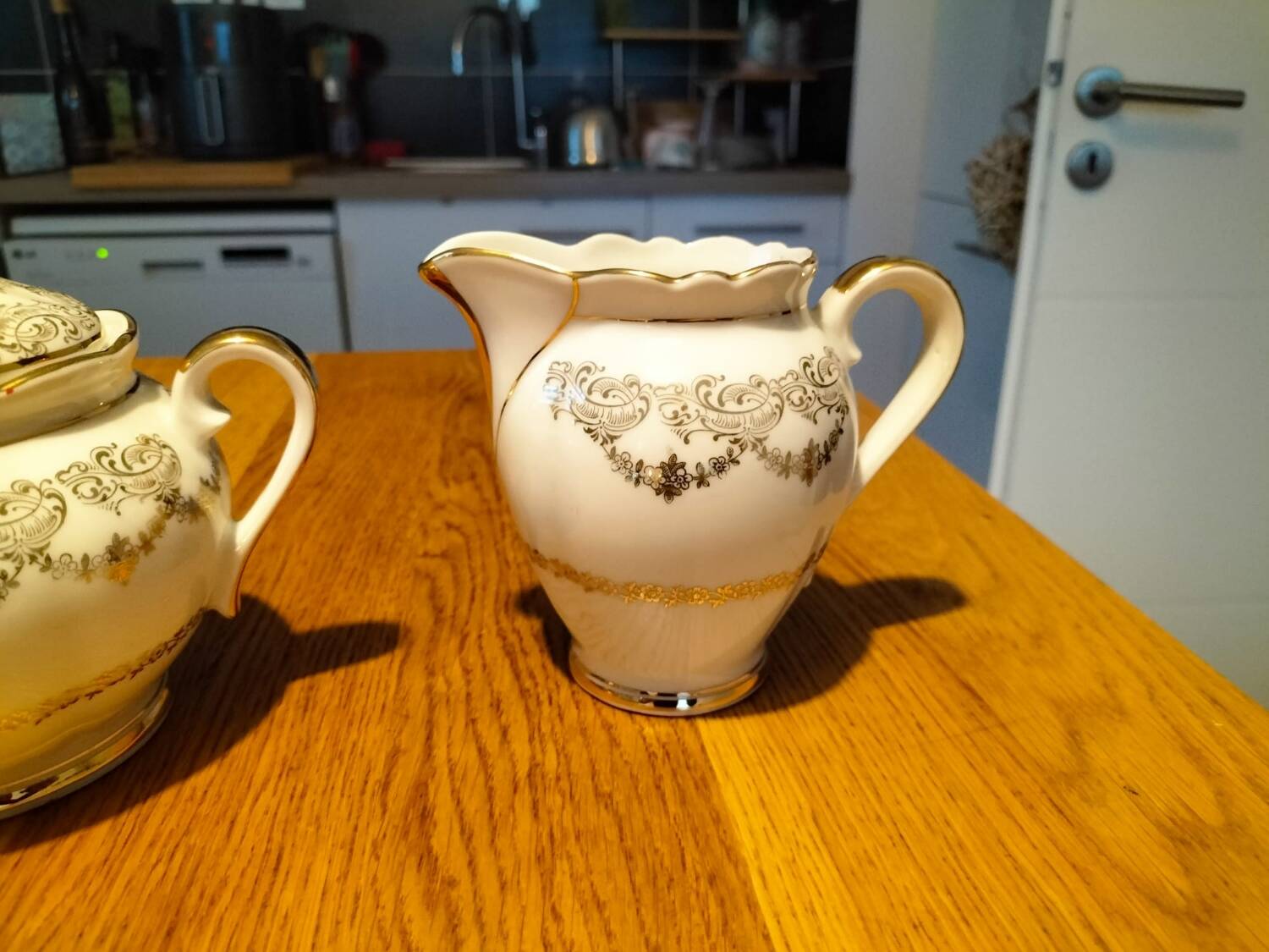 Sugar bowl and milk jug French porcelain FD