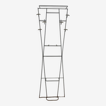 Portemanteau mural vintage en métal avec 6 patères