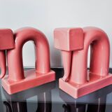 Pair of pink elephants by Guadalupe Coronado, Bookends, ceramic, Spain, 1980