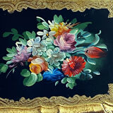 Wooden platter, hand-painted decoration