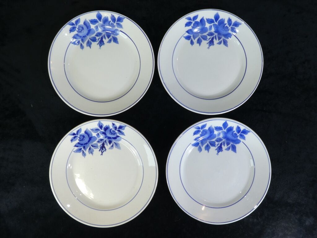 4 blue plates limoges model taurion