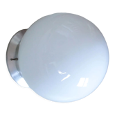 Wall lamp or ceiling lamp old globe in opaline glass white aluminum base 1950 1960 vintage
