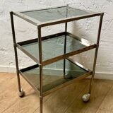 Glass and metal rolling table / serving trolley