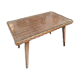 Vintage rattan coffee table with glass top