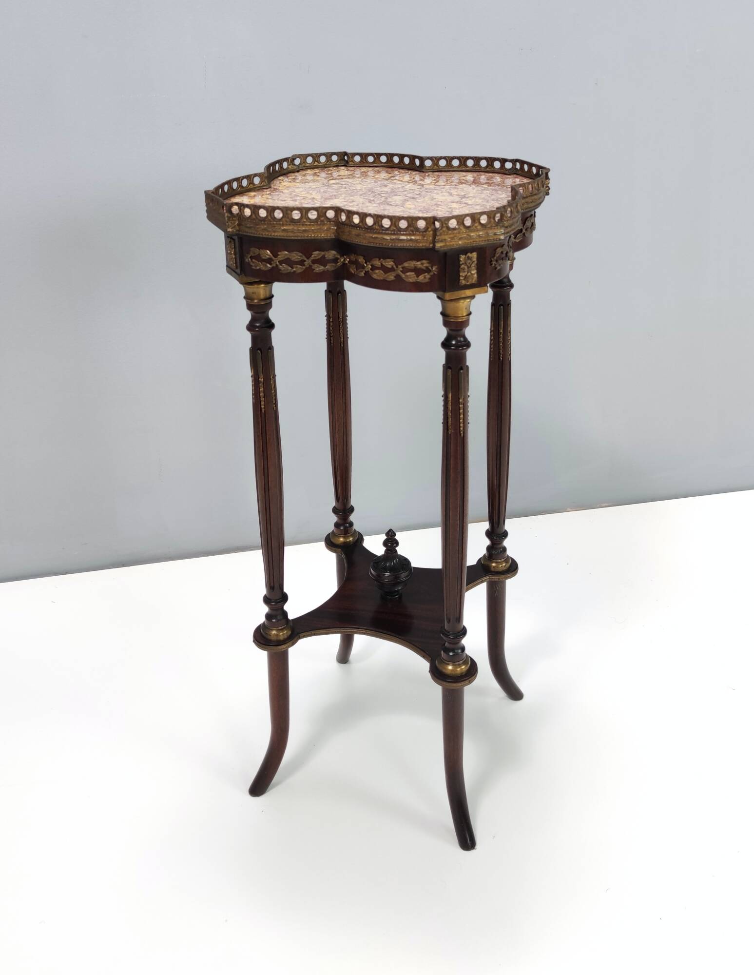 Ebonized Beech Gueridon with a Broccatello Marble Top, Italy