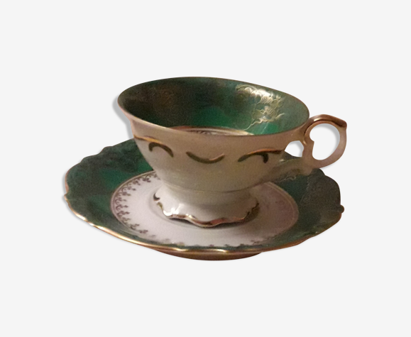 Tasse et soucoupe RW Bavaria vert et doré