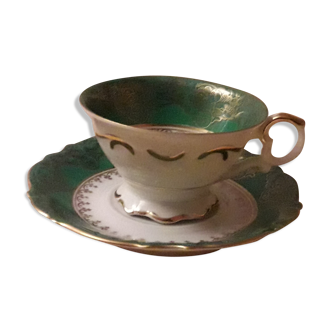 RW Bavaria green and gold cup and saucer