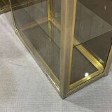 Paire de vitrines d'exposition en chrome doré et verre fumé - années 80