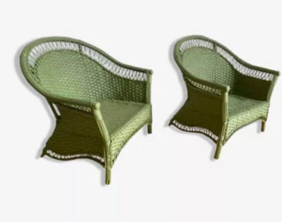 Paire de fauteuils rotin