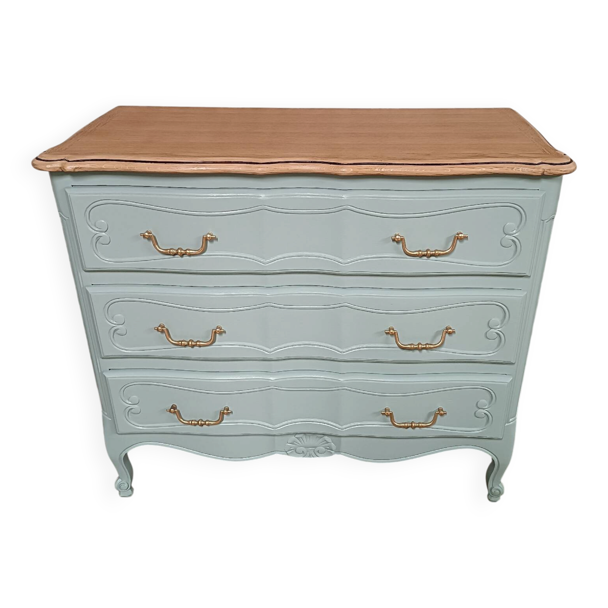 Water green Louis XV style chest of drawers