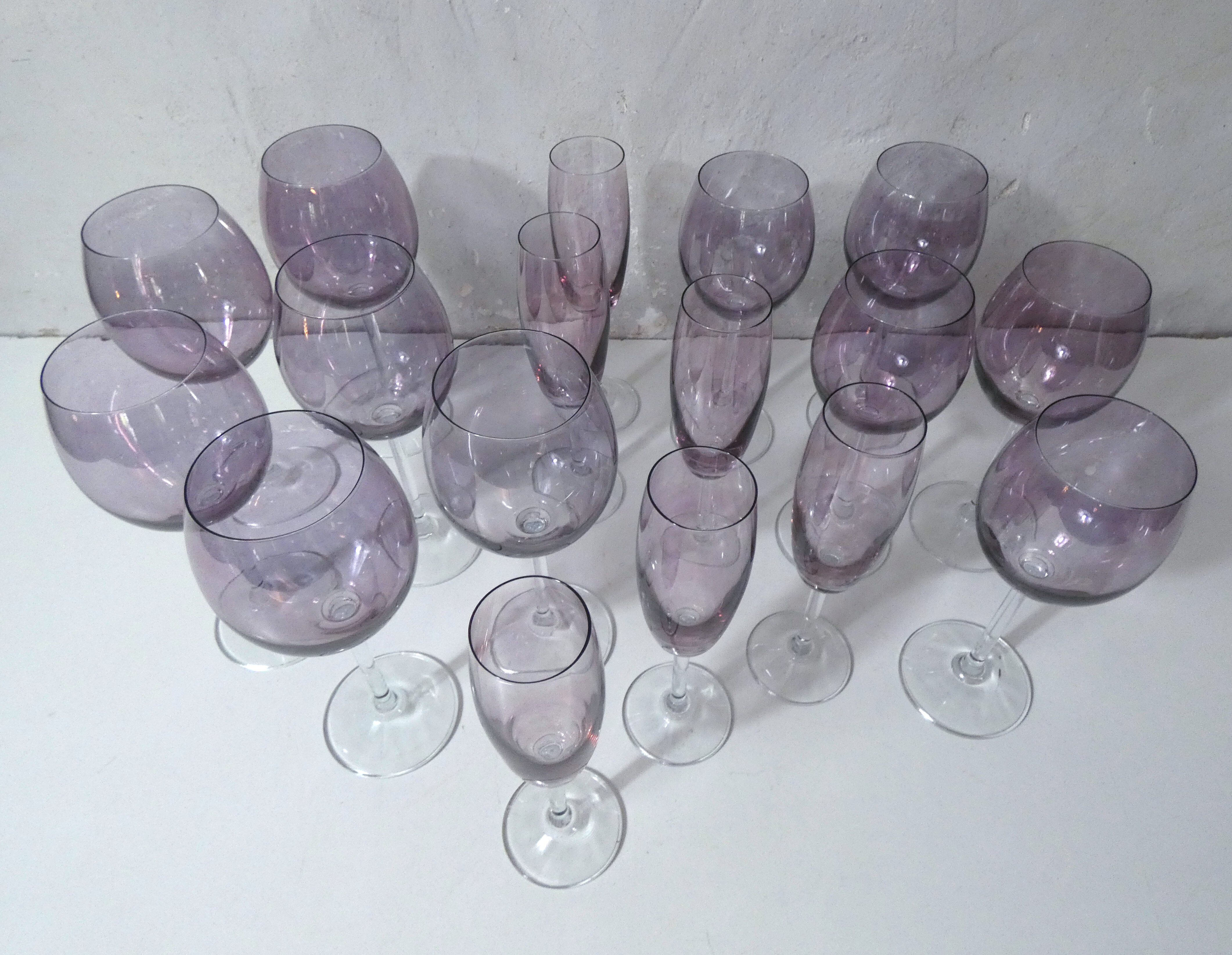 17 amethyst crystal glass goblets