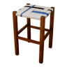 Wooden stool. Vintage stool. woven stool