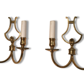 Pair brass sconces