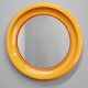1970s Italian round mirror by Salc in yellow/orange plastic frame