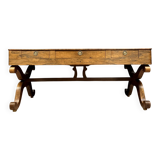 Very large Charles X period center desk in rosewood and lemonwood