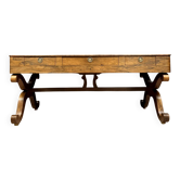 Very large Charles X period center desk in rosewood and lemonwood