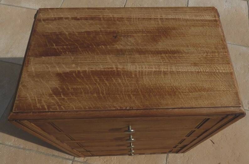 Antique upholsterer furniture with 3 drawers and a false drawer door – Completely restored