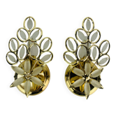 Paire d'appliques Hollywood Regency pampilles verre et métal doré Mathias