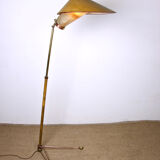 Italian floor lamp in brass was conical adjustable in inclination and height 1950