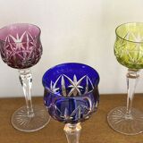 Set of 6 large Rhine wine glasses Roemer in colored crystal