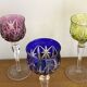 Set of 6 large Rhine Roemer wine glasses in coloured crystal.