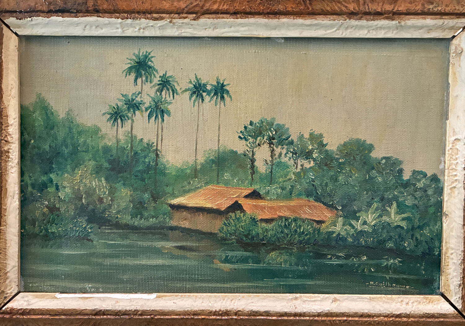 Exotic landscape with palm trees XXth century