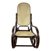 Rocking Chair in wood and canework, vintage 1970s