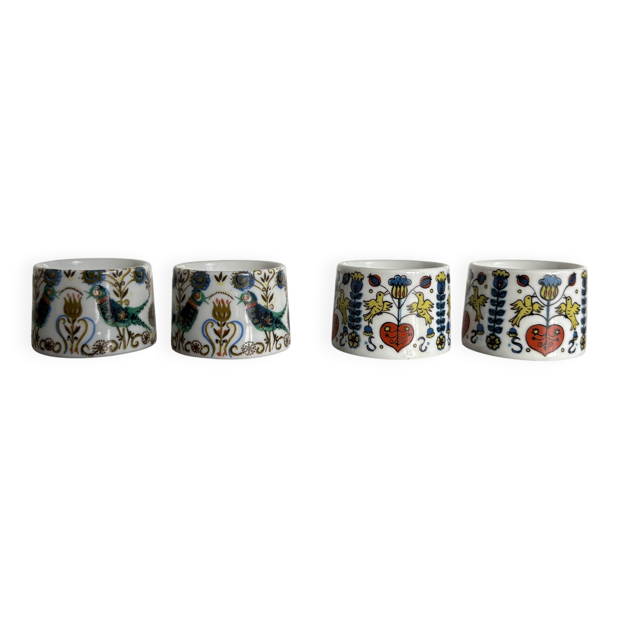 Vintage Bavaria Porcelain Egg Cups - 70's Folk Style