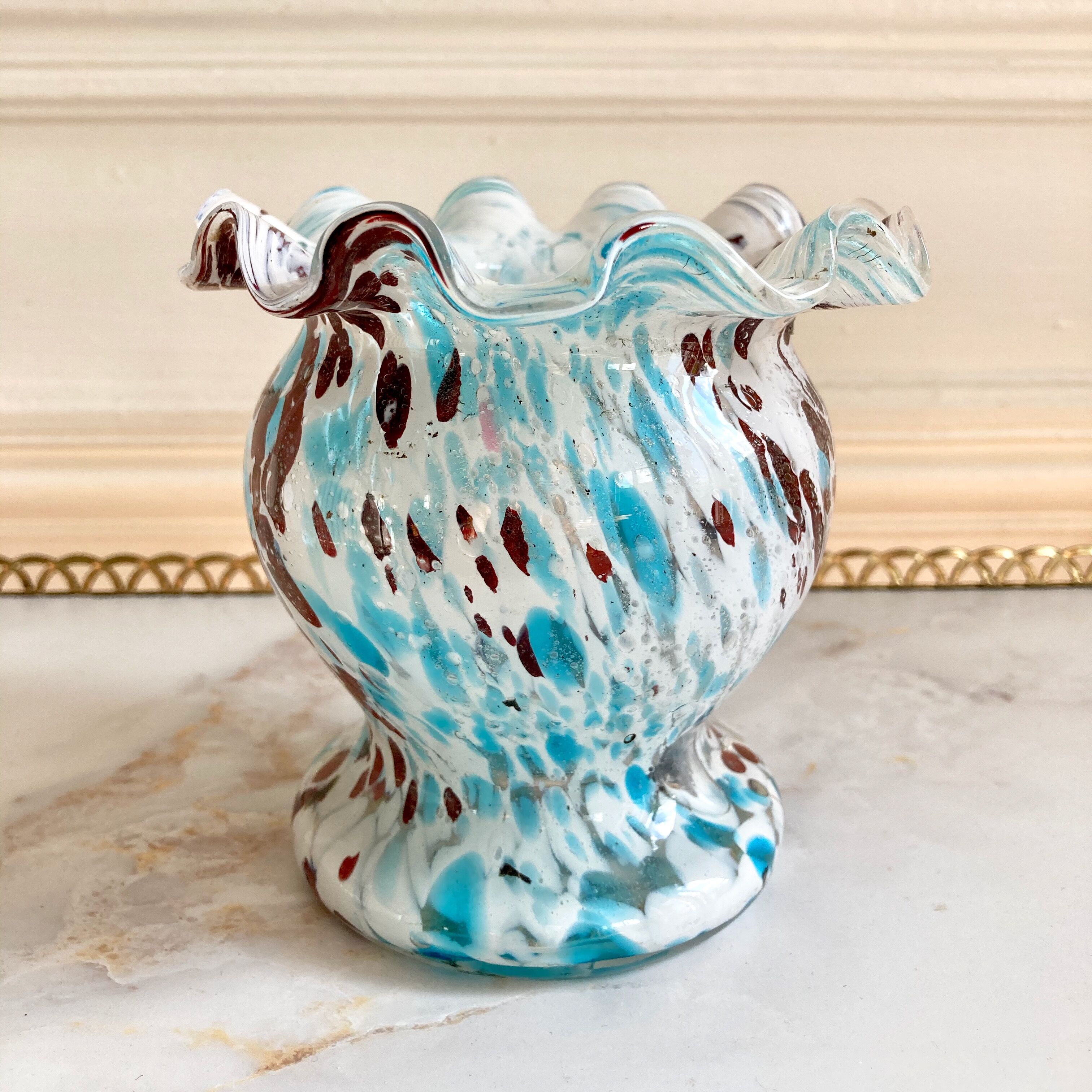 Vase verre moucheté verreries de Clichy Pantin