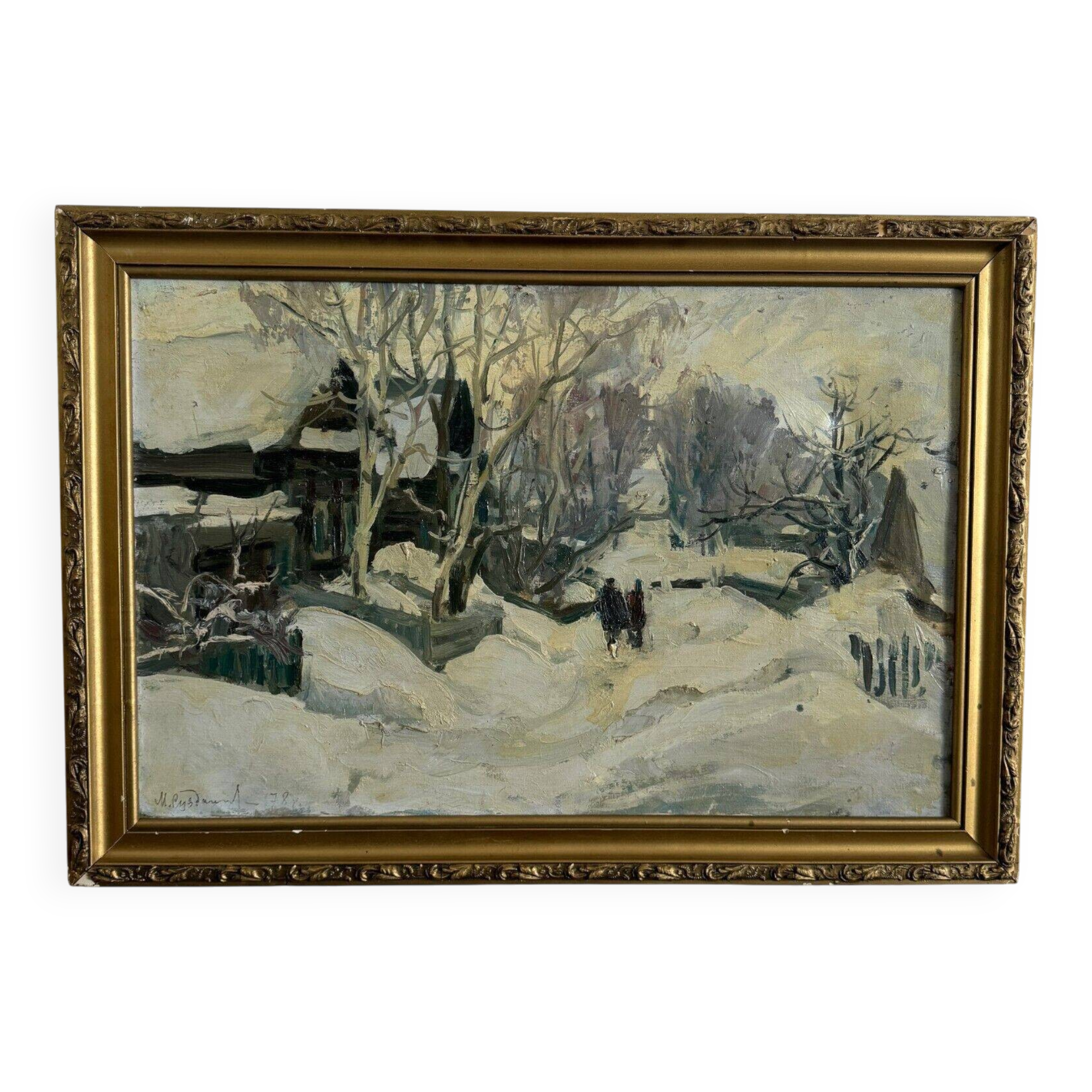 Oil on canvas, early 20th century, figures by Marija Alekseevna Fedorova